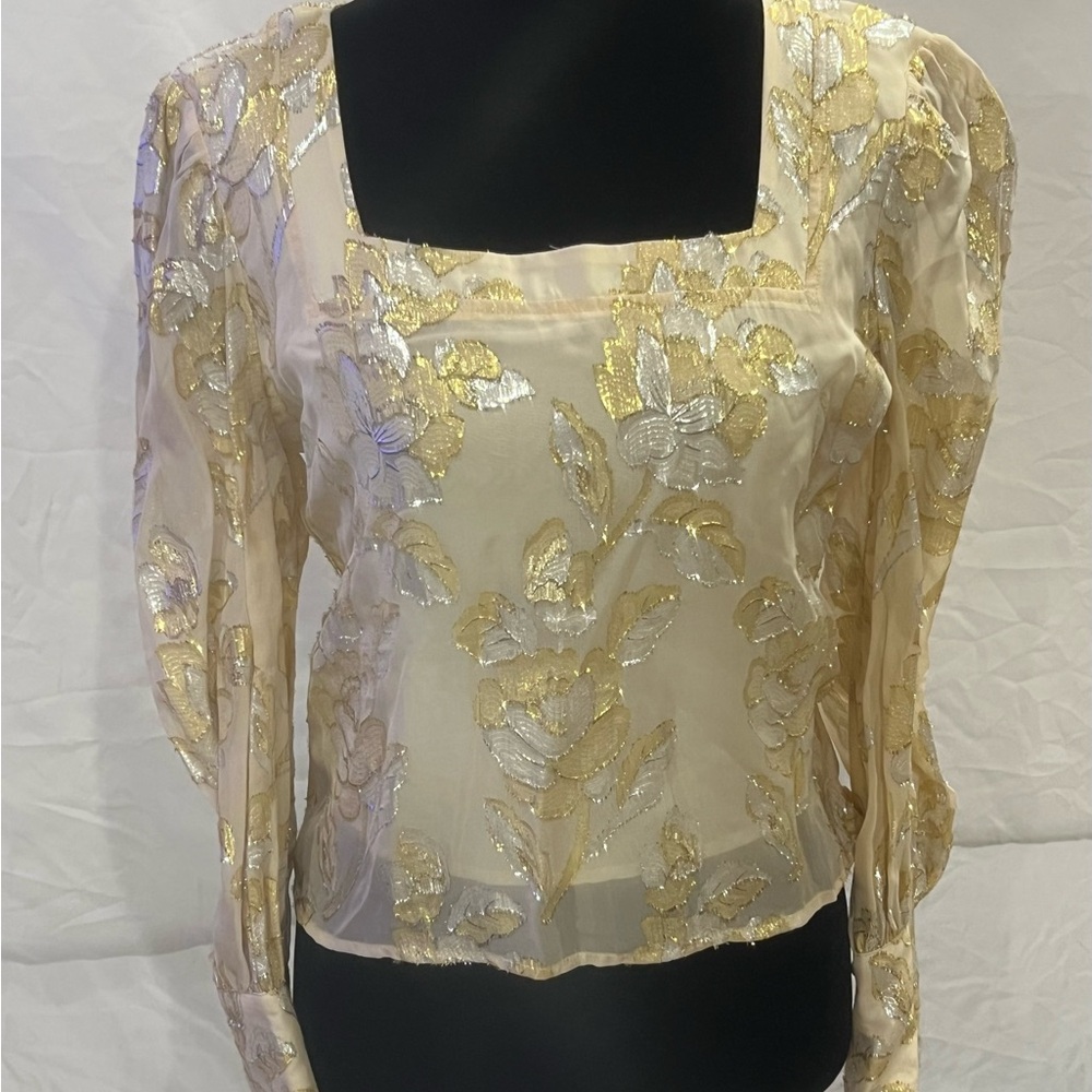 Saltwater LUXE Gold Crop Blouse with Embellished Design